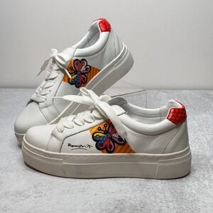 Romero Britto Womens Leather Sneakers Shoes Signed Limited Edition Butterfly